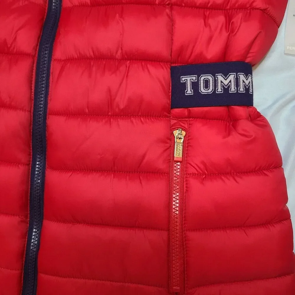 NEW TOMMY HILFIGER SPORT VEST Red Full Zip Front puffer sz L Large NEW